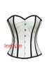White Honeycomb Leather With Black Stripes Costume Overbust Corset Top