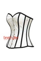 White Honeycomb Leather With Black Stripes Costume Overbust Corset Top