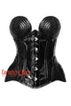 Black Pvc leather Underbust Corset With Cup Gothic Halloween Costume Steel Boned Top