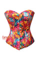 Tropical Floral Hibiscus Flowers Print Corset Bustier Overbust Halloween Top