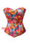 Plus Size Tropical Floral Hibiscus Flowers Print Sweetheart Neckline Corset Bustier Overbust Halloween Top