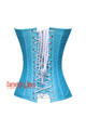 Light Blue Silk Overbust Corset Waist Training Gothic Christmas Costume