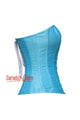 Light Blue Silk Overbust Corset Waist Training Gothic Christmas Costume
