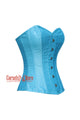 Light Blue Silk Overbust Corset Waist Training Gothic Christmas Costume