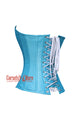 Light Blue Silk Overbust Corset Waist Training Gothic Christmas Costume