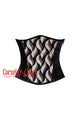 CorsetsNmore Seraphina Valeska Black Velvet With White Thread Leaf Work Plus Size Underbust Corset