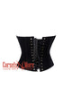 CorsetsNmore Seraphina Valeska Black Velvet With White Thread Leaf Work Plus Size Underbust Corset