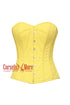 CorsetsNmore Women’s Yellow Cotton Overbust Corset Waist Training Christmas Gothic Plus Size Top