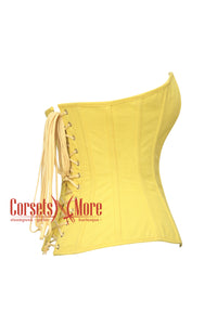 Women’s CorsetsNmore Yellow Cotton Overbust Corset Waist Training Gothic Christmas Costume