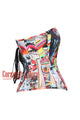 Graffiti Printed Cotton Overbust Corset Gothic Costume