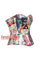 Graffiti Printed Cotton Overbust Corset Gothic Costume