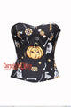 Pumpkin Printed Black Cotton Overbust Corset Halloween Costume