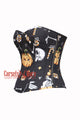 Pumpkin Printed Black Cotton Overbust Corset Halloween Costume
