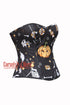 Pumpkin Printed Black Cotton Overbust Corset Halloween Costume