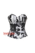 Vera Smoke Smoking Girl Print Black Cotton Overbust Corset Bustier Retro Top