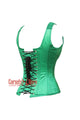 Emerald Faye Green Satin Shoulder Strap Gothic Overbust Plus Size Corset Top