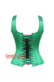 Emerald Faye Green Satin Shoulder Strap Gothic Overbust Plus Size Corset Top