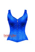 Celeste Bluewater Blue Satin Shoulder Strap Gothic Zipper Overbust Corset Top