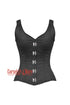 Selene Darkwood Black Satin Shoulder Strap Gothic With Clasps Overbust Corset Top