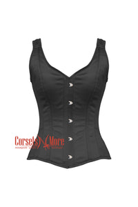 Lilith Blackwood Black Satin Shoulder Strap Gothic Overbust Corset Top