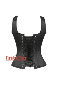 Lilith Blackwood Black Satin Shoulder Strap Gothic Overbust Corset Top