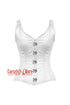 White Satin Shoulder Strap Gothic With Clasps Overbust Corset Bustier Costume