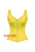 Yellow Satin Shoulder Strap Gothic Zipper Overbust Plus Size Corset