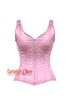 Light Pink Satin Shoulder Strap Gothic Zipper Overbust Corset Top