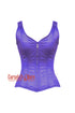 Purple Satin Shoulder Strap Gothic Zipper Overbust Corset Bustier Costume