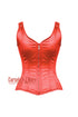Red Satin Shoulder Strap Gothic Zipper Overbust Corset Top