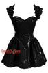 Women’s Black PVC Leather Shoulder Strap Overbust Corset Gothic Costume