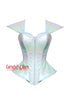 Holographic Leather Futuristic Costume Overbust Corset With Shoulder Pads