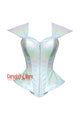 Women’s Holographic Leather With Shoulder Pads Futuristic Corset Burlesque Costume