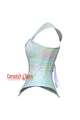 Women’s Holographic Leather With Shoulder Pads Futuristic Corset Burlesque Costume