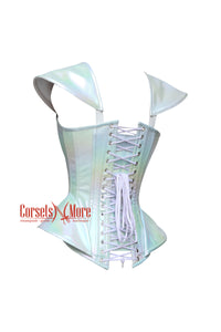 Women’s Holographic Leather With Shoulder Pads Futuristic Corset Burlesque Costume