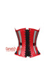 Red PVC Leather With Mesh Zipper Plus Size Underbust Corset