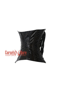 Black Shinny PVC Leather Gothic Costume Underbust Corset Waist Trainer