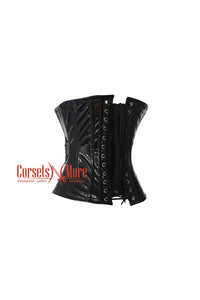 Black Shinny PVC Leather Gothic Costume Underbust Corset Waist Trainer