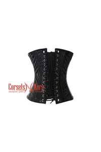 Black Shinny PVC Leather Gothic Costume Underbust Corset Waist Trainer