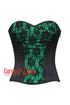 Black And Green Satin Net Overlay Gothic Costume Overbust Corset