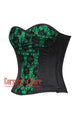 Black And Green Satin Net Overlay Gothic Costume Overbust Corset