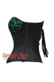 Black And Green Satin Net Overlay Gothic Costume Overbust Corset