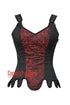 Red And Black Brocade Corset With Shoulder Straps Gothic Costume Overbust