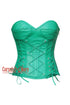 Green Faux Leather Steampunk Costume Overbust Corset For Women