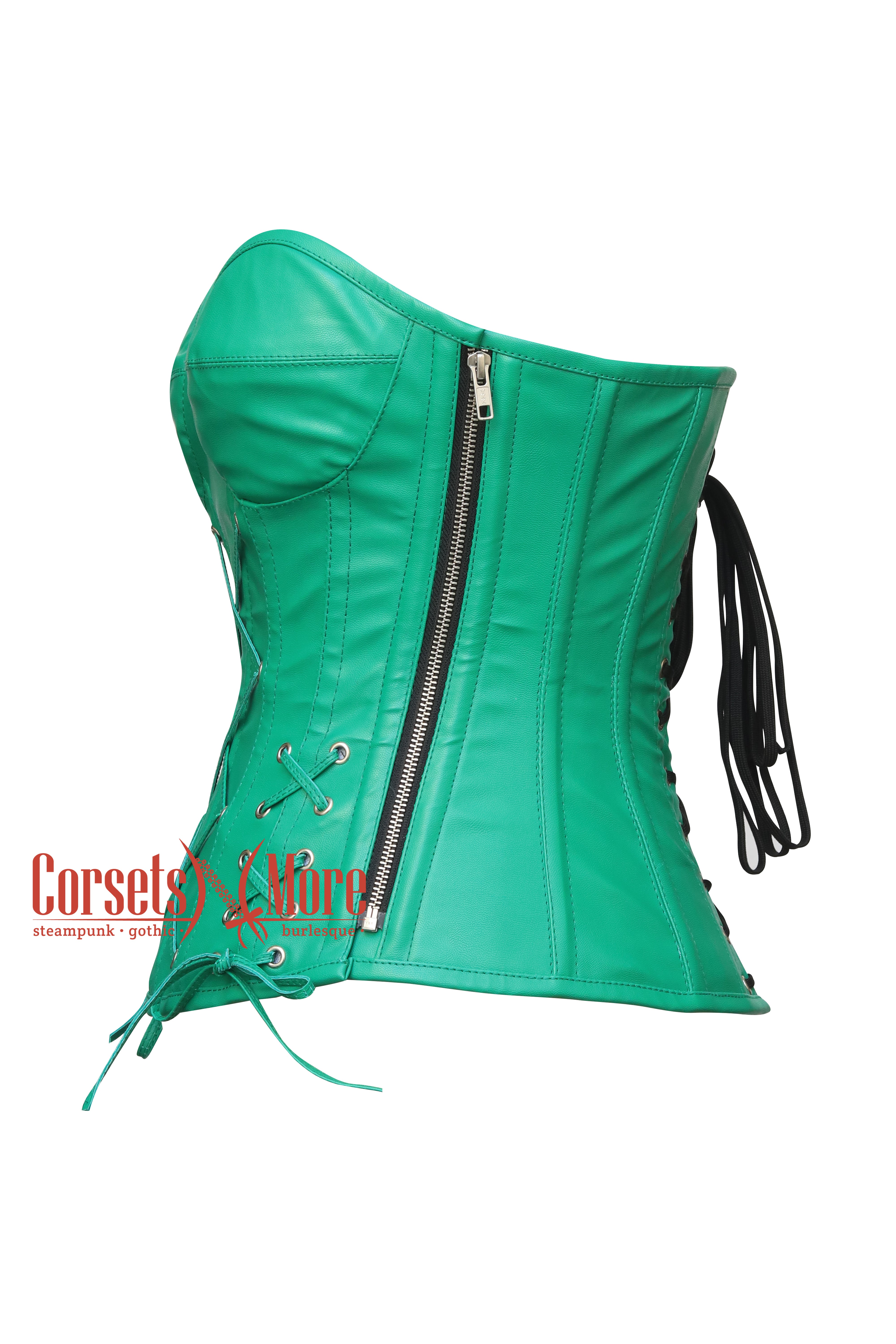 Green Faux Leather Steampunk Costume Overbust Corset For Women XS | 22 (for waist size 26"-27) Green Faux Leather Steampunk Costume Overbust Corset For Women XS | 22 (for waist size 26"-27)