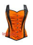 Overbust Corset With Straps - Gothic Orange & Black Satin Waist Trainer