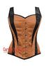 Overbust Corset With Straps - Gothic Brown & Black Satin Waist Trainer