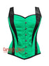 Overbust Corset With Straps - Gothic Green & Black Satin Waist Trainer