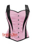 Overbust Corset With Straps - Gothic Pink & Black Satin Waist Trainer