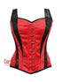 Overbust Corset With Straps - Gothic Red & Black Satin Waist Trainer